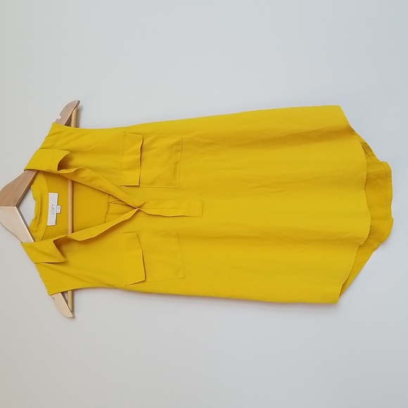 LOFT Tops - LOFT V-neck Collared Tank Top, Mustard Gold, Medium, EUC